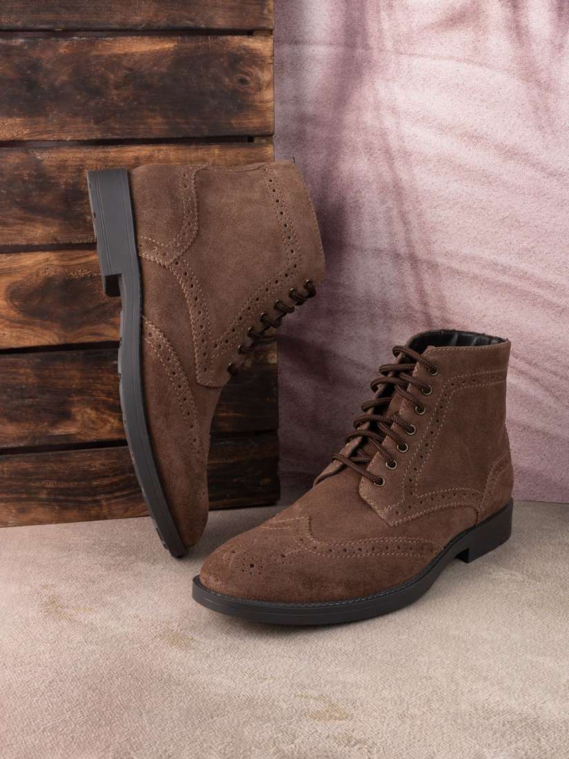 Buy Styli Men Genuine Suede Leather Brogue Boots Boots for Men 27284860 Myntra