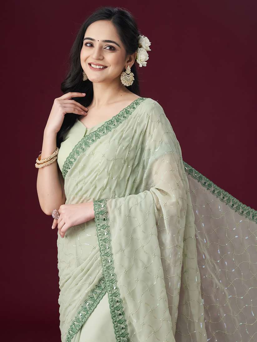 Myntra mirror work sarees deals
