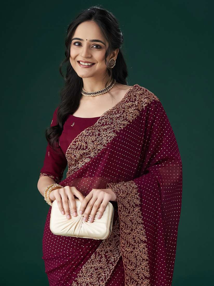 Myntra embroidered sarees sales