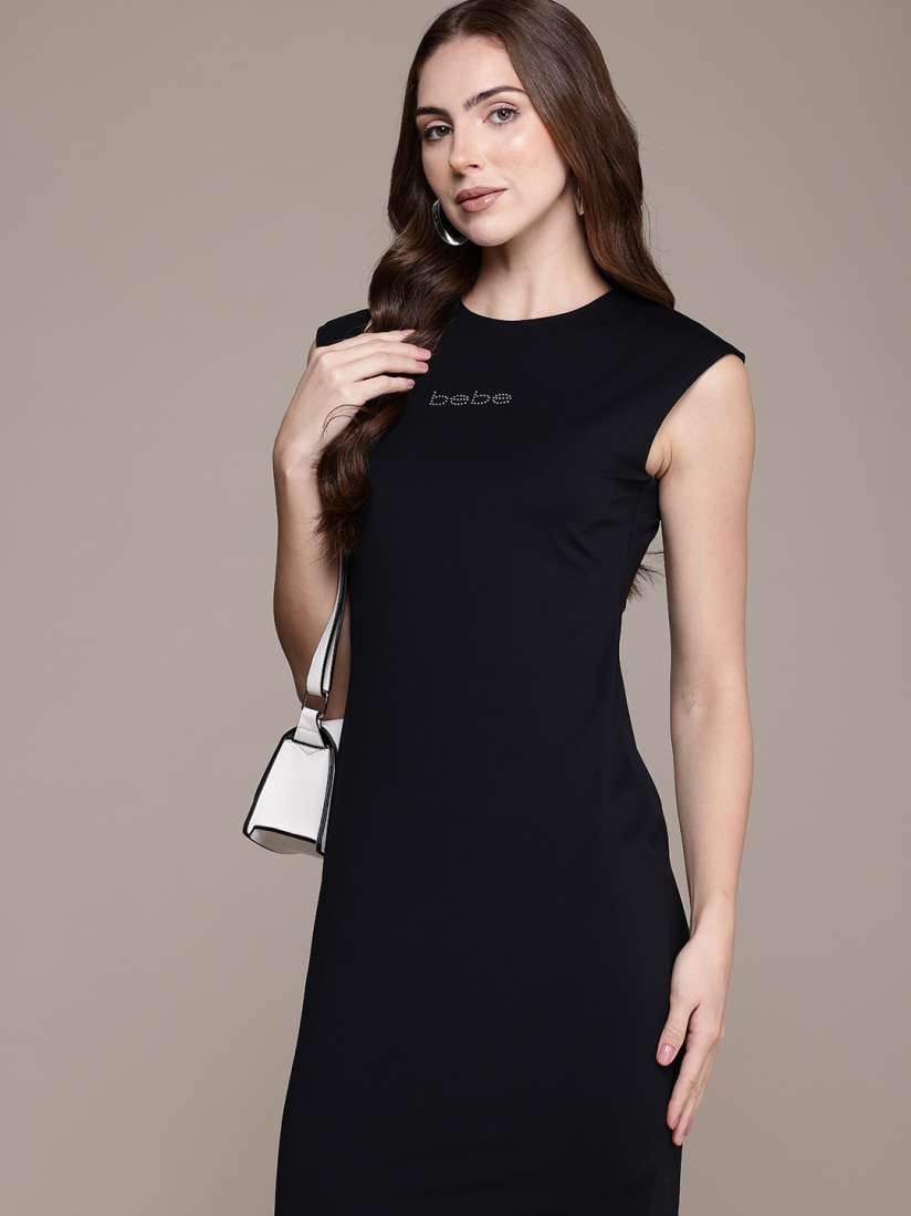 Buy bebe Brand Logo Embellished Sheath Dress Dresses for Women 27293650 Myntra
