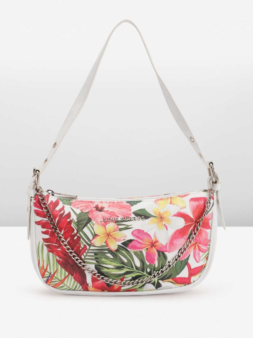 Buy Lino Perros Floral Printed Structured Shoulder Bag With Chain Detail Handbags for Women 27297234 Myntra