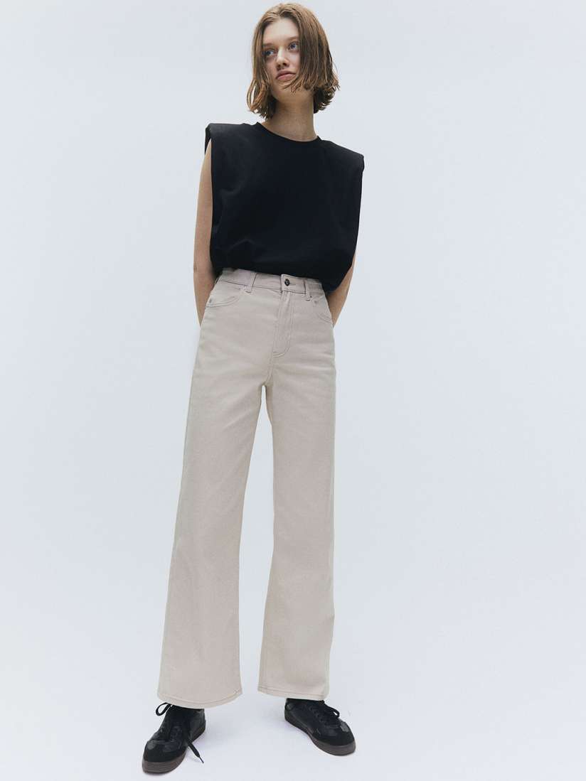 Womens wide leg twill pants new arrivals