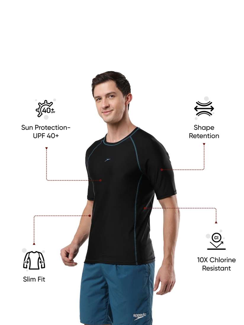 Buy Speedo Round Neck Short Sleeve Sun Protection Swim T shirt Swim Tops for Men 27298786 Myntra