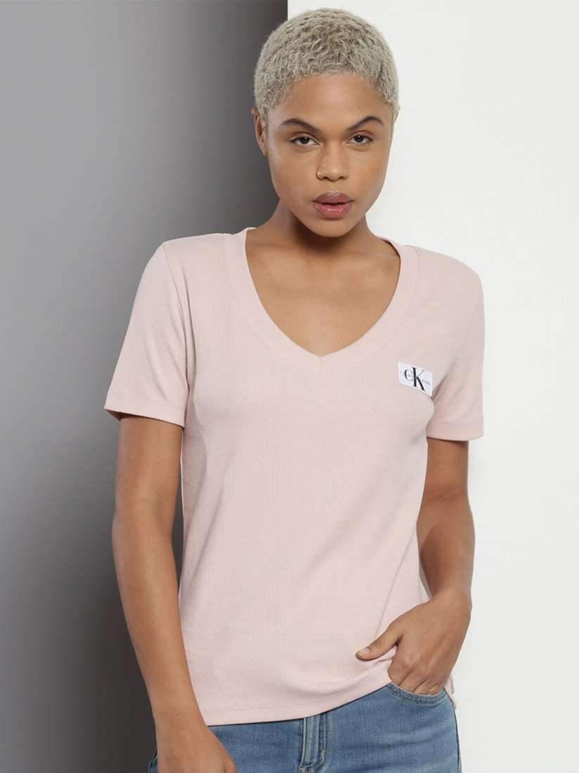 Buy Calvin Klein V Neck Slim Fit T shirt Tshirts for Women 27301844 Myntra