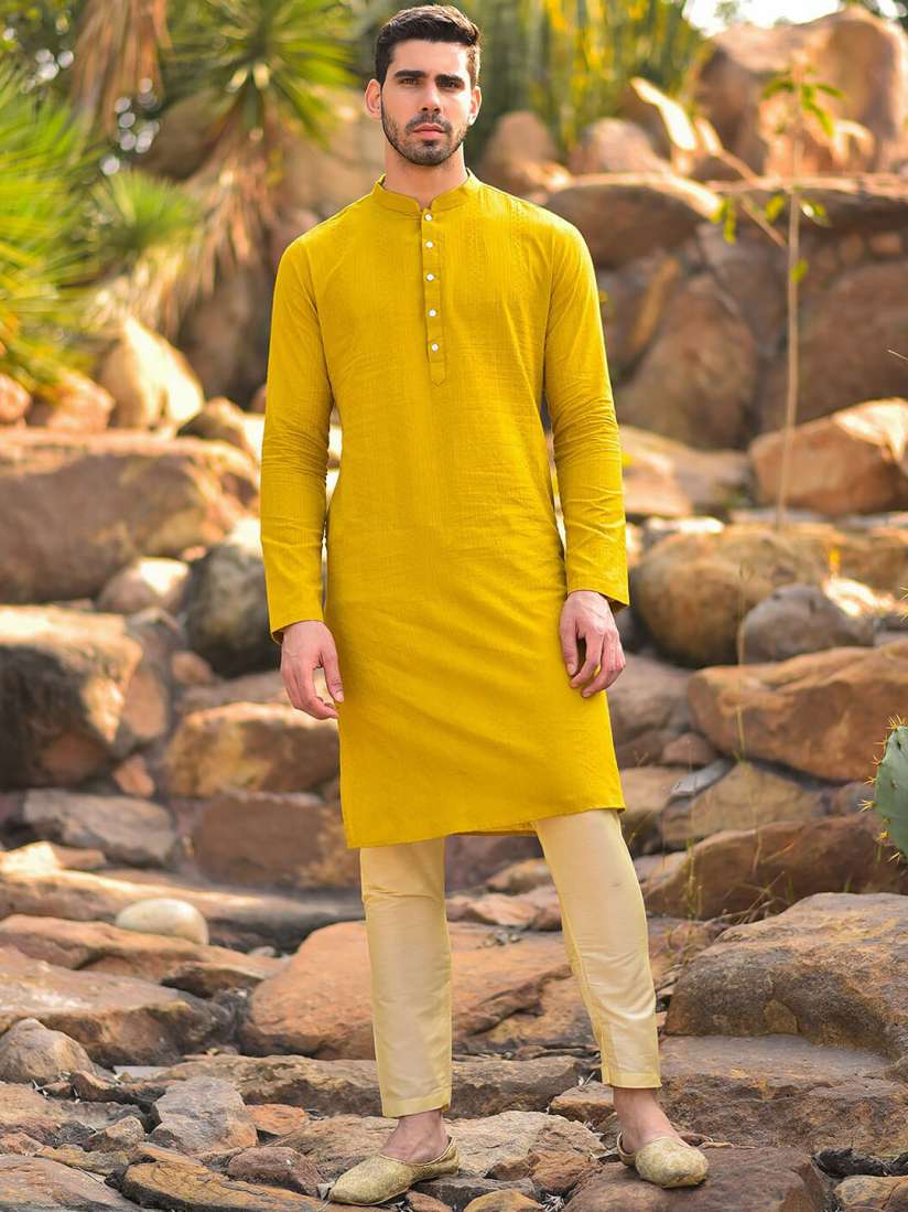 Buy HOUSE OF DEYANN Woven Design Mandarin Collar Long Sleeves Cotton Kurta with Churidar Kurta Sets for Men 27305208 Myntra