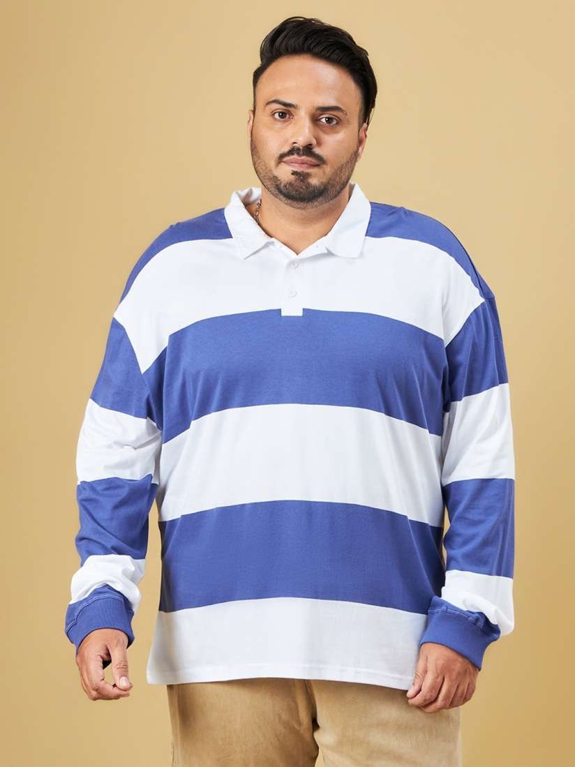 Buy Bewakoof Plus Size Striped Oversized Cotton Polo Collar T shirt Tshirts for Men 27329806 Myntra