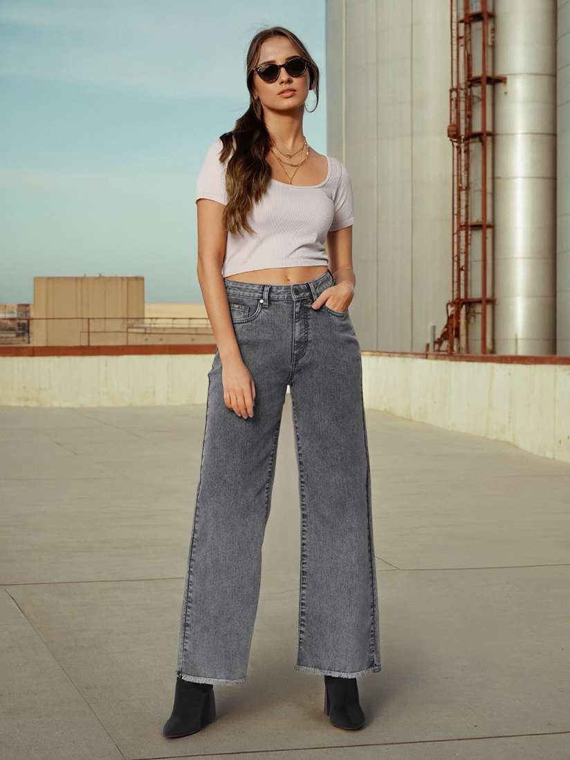 Buy Flying Machine Women Bootcut High Rise Heavy Fade Stretchable Cropped Jeans Jeans for Women 27331752 Myntra