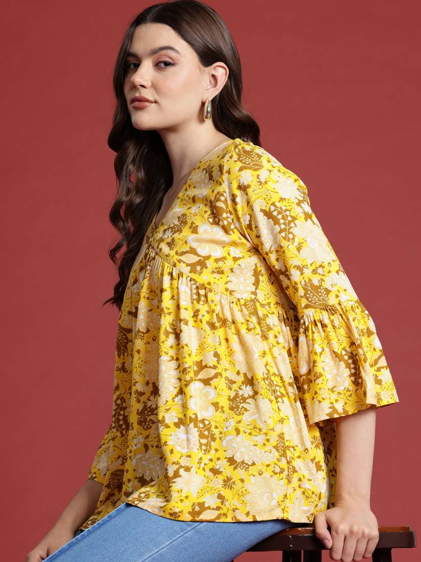 Buy all about you Floral Print V Neck Empire Kurti Kurtis for Women 27336666 Myntra