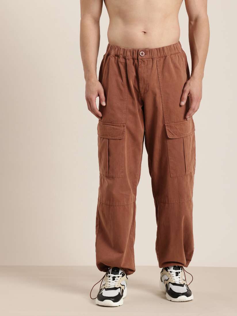 Buy HERE NOW Men Pure Cotton Relaxed Fit Cargo Joggers Trousers for Men 27343384 Myntra