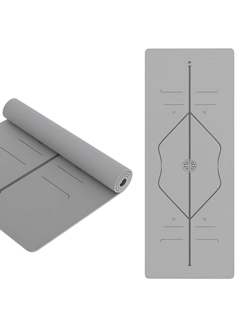 Lifelong Grey Printed Rectangular Anti-Slip Yoga Mat
