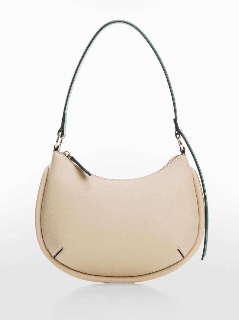Mango leather baguette bag deals