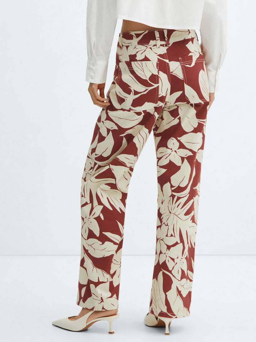 Cotton Trousers Mango Womens Pants MANGO Women Floral Pure Cotton