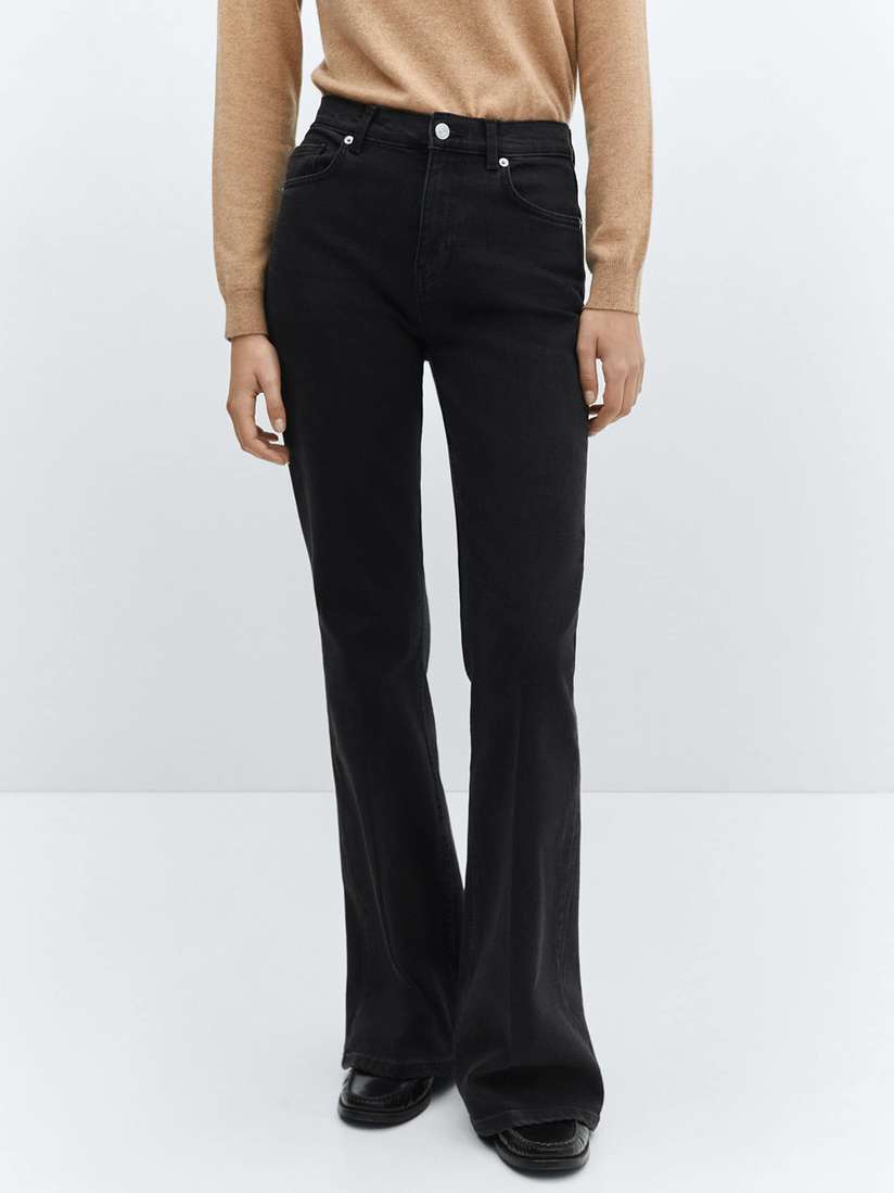 Wide Leg Pantalones Negros Mango Pantalon Flare Negro Mango MANGO