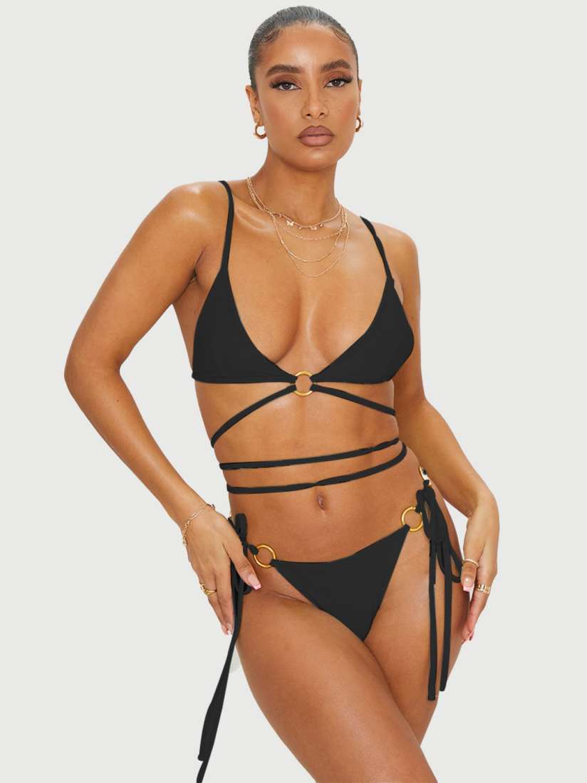 Buy FIMBUL Low Coverage Criss Cross Micro Triangle Shoulder Straps Bikini Swim Set Swimwear for Women 27354124 Myntra