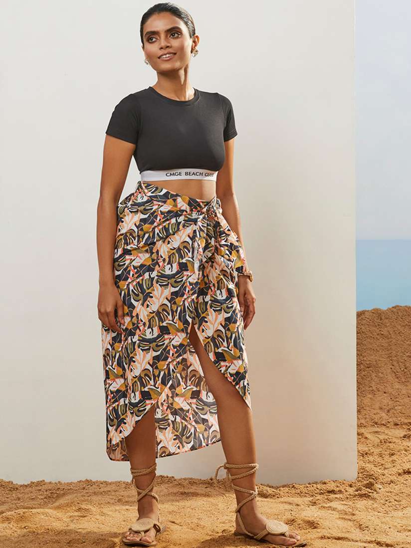 Buy CMGE Floral Printed Pure Cotton Knee length Wrap Skirts Skirts for Women 27355954 Myntra