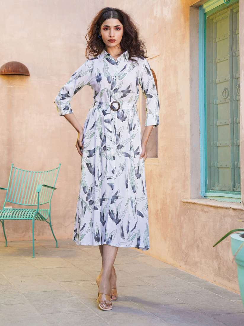 Buy FASHION DWAR The Wavy Midi Floral Printed Cotton Shirt Style Midi Dress Dresses for Women 27356720 Myntra