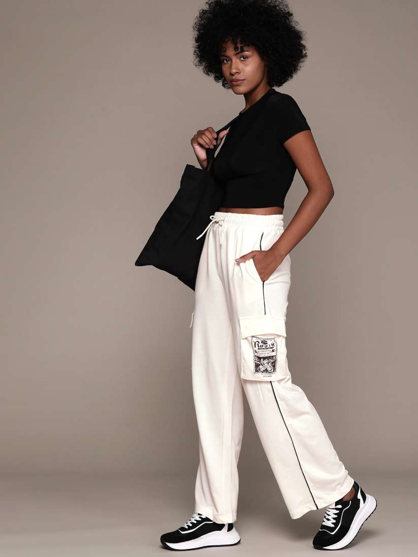 Buy The Roadster Lifestyle Co. RE LAX Women Flared Cargo Style Track Pants Track Pants for Women 27361348 Myntra