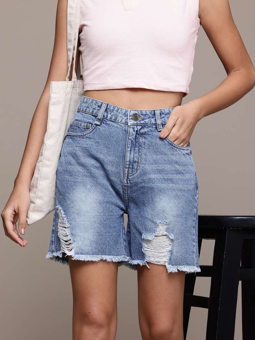 Denim shorts myntra shop