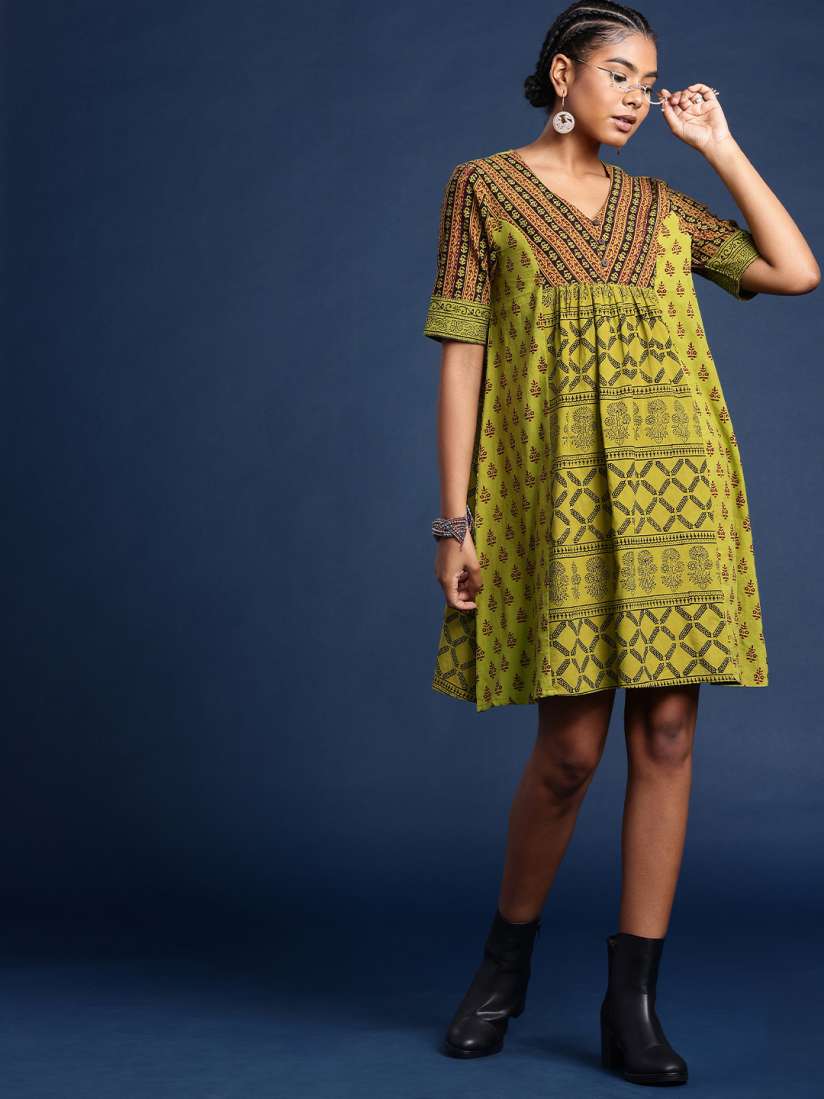 Buy Taavi Pure Cotton A line Ethnic Floral Bagh Ethnic Dress Ethnic Dresses for Women 27361886 Myntra