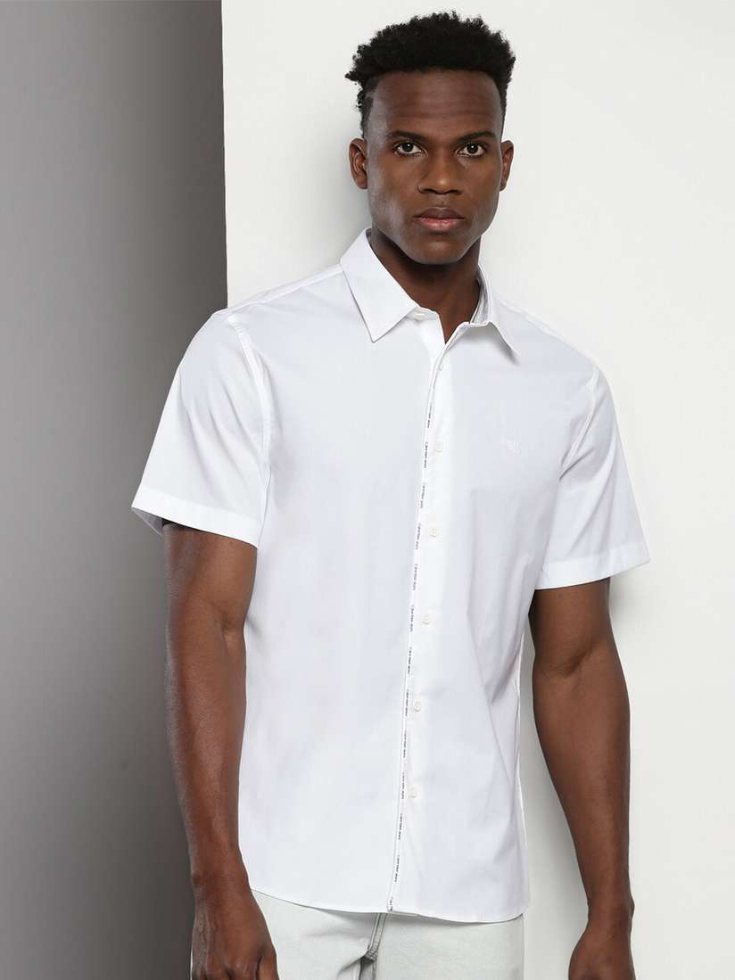 calvin klein slim fit short sleeve dress shirt Calvin Klein Men's Slim Fit Short Sleeve Solid Stretch Button-Front Shirt