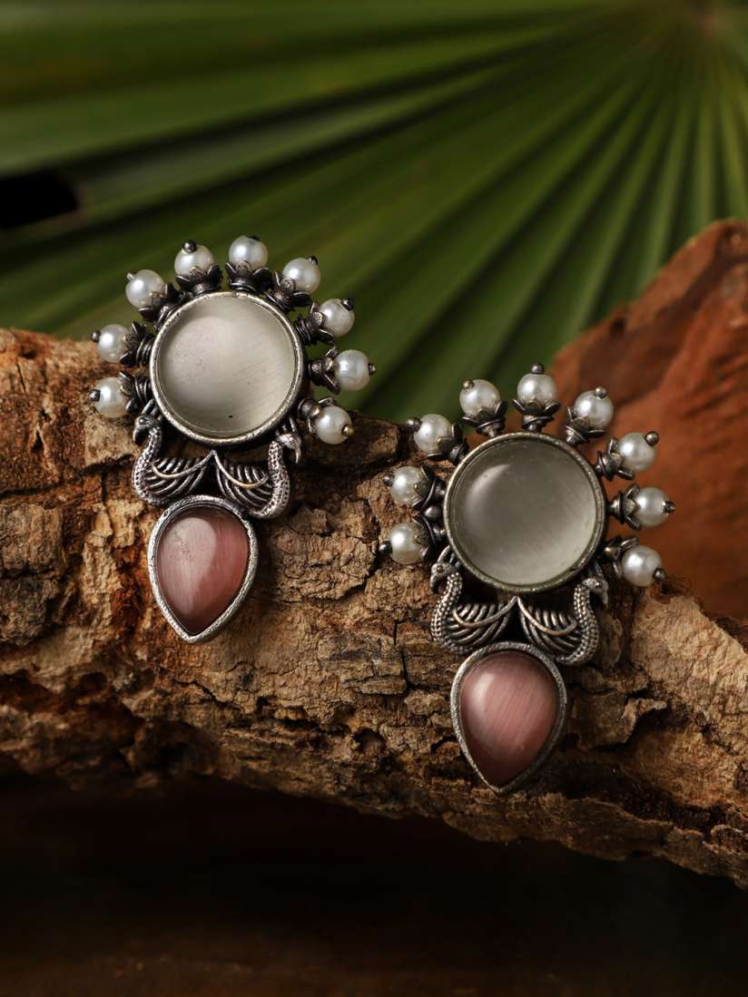 Buy VENI Silver Plated Oxidised Contemporary Studs Earrings for Women 27365566 Myntra