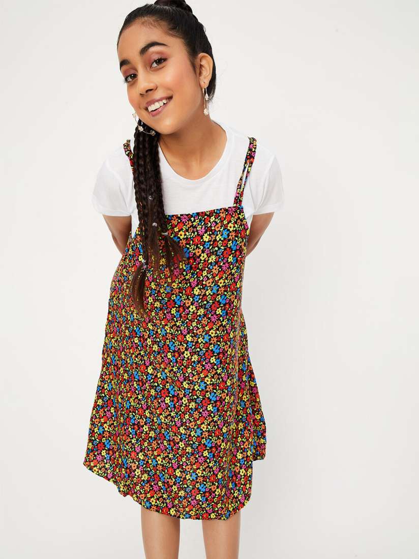 Buy max Girls Floral Printed Pinafore Dress with T shirt Dresses for Girls 27368940 Myntra