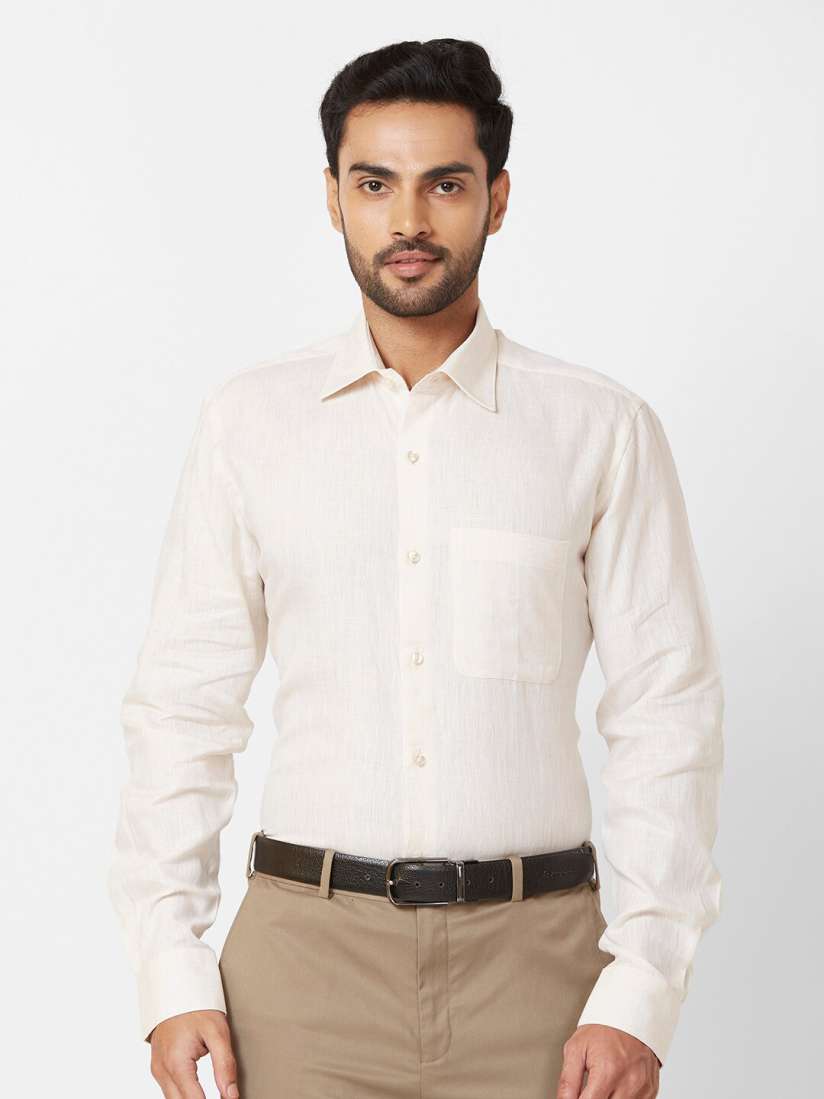 Buy Raymond Contemporary Fit Self Design Cutaway Collar Linen Formal Shirt Shirts for Men 27369510 Myntra