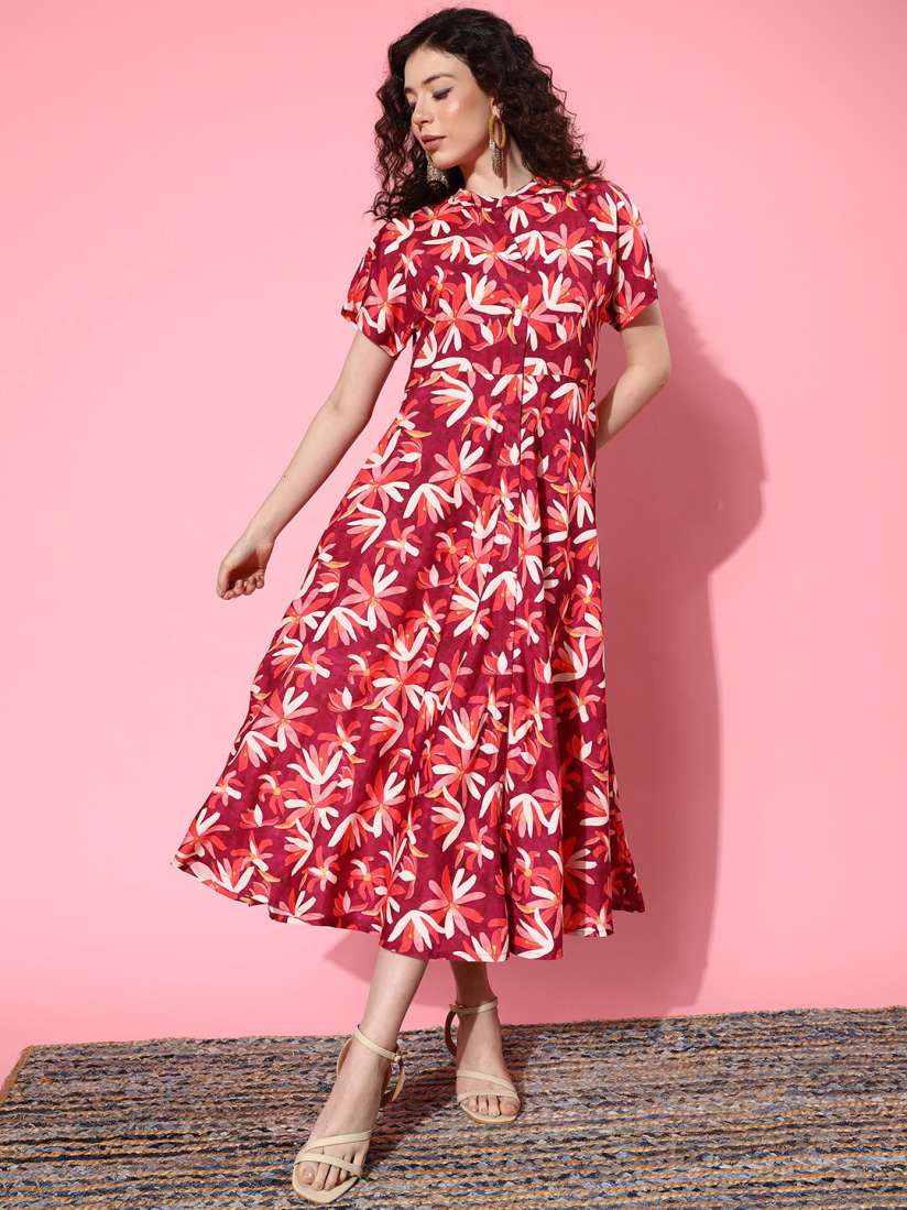 Short sleeve a line midi dress shop