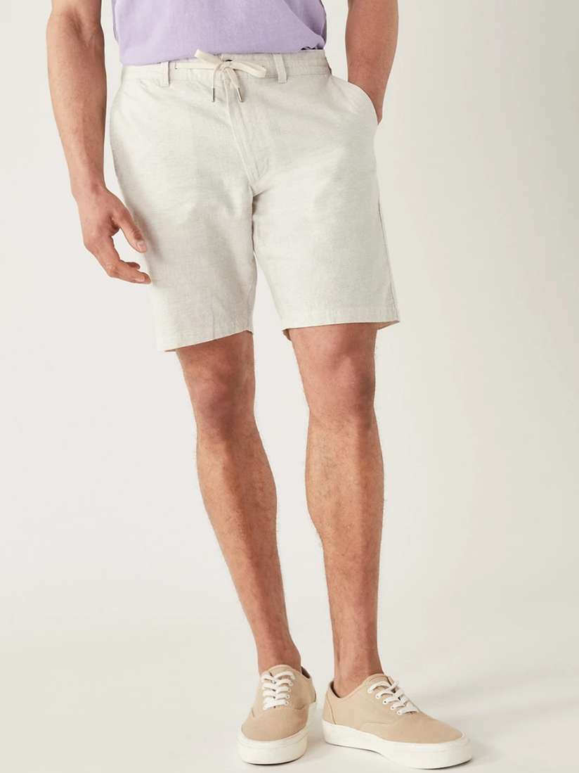 Marks and spencer mens linen shorts best sale