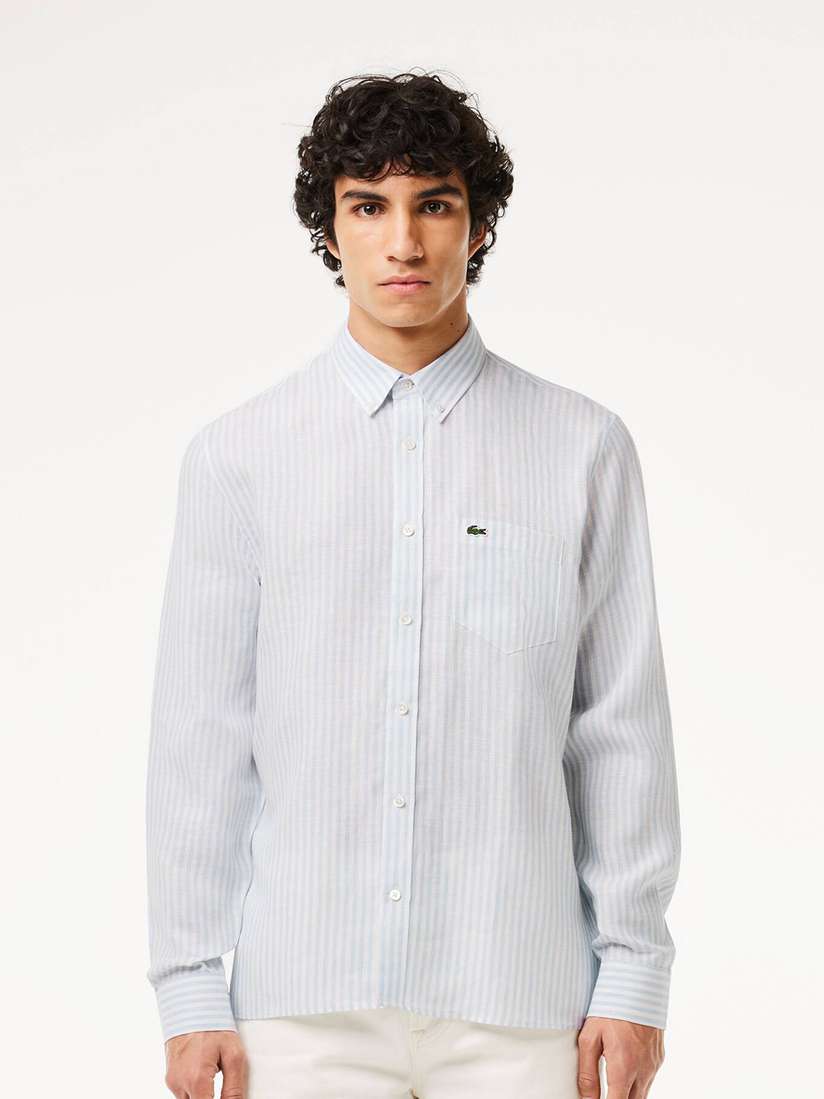 Buy Lacoste Pinstripes Button-Down Collar Linen Casual Shirt - Shirts for  Men 27400980 | Myntra