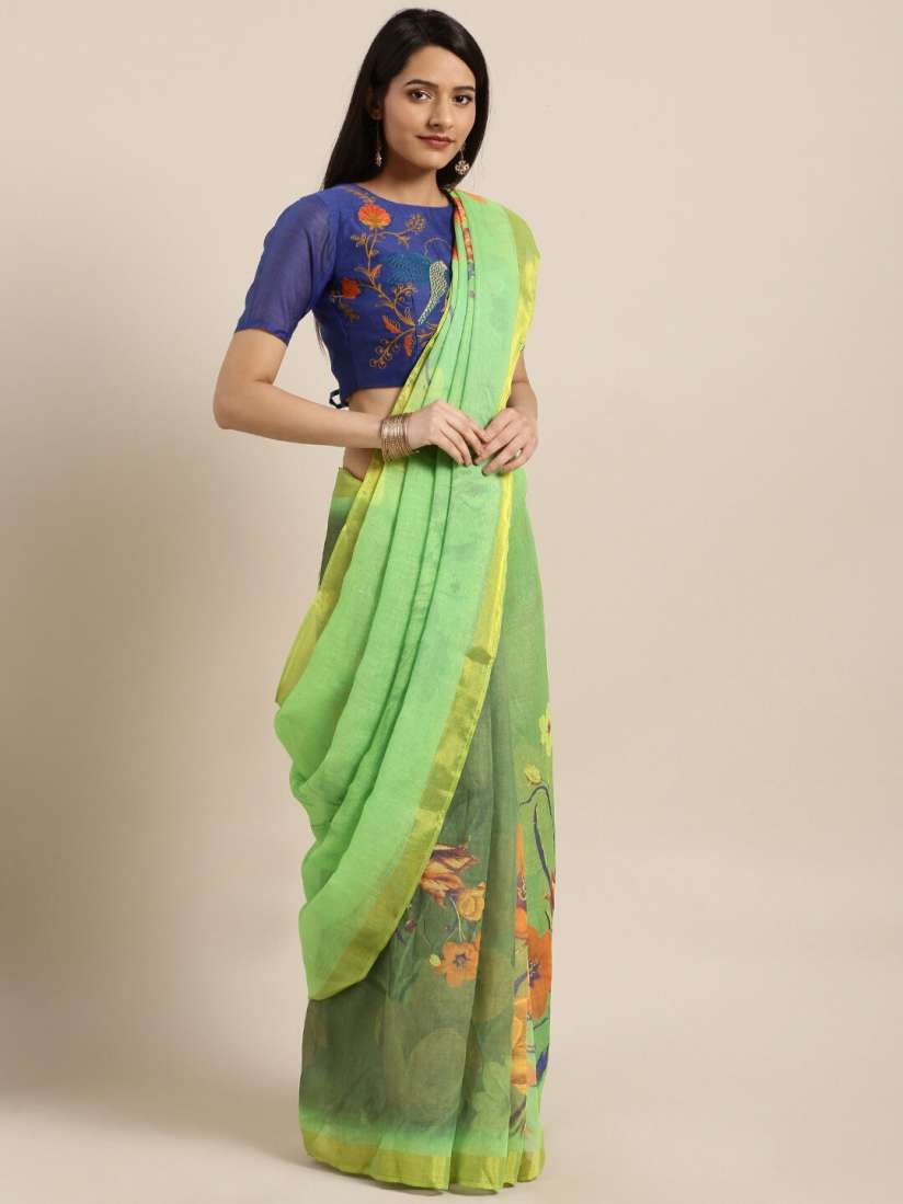 Linen sarees in myntra hotsell