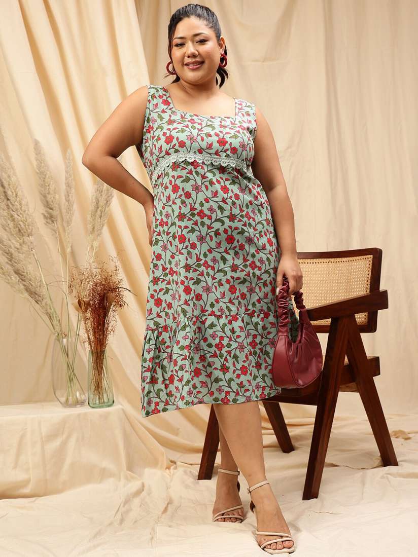 Buy CURVY STREET Plus Size Floral Printed A Line Dress Dresses for Women 27411494 Myntra