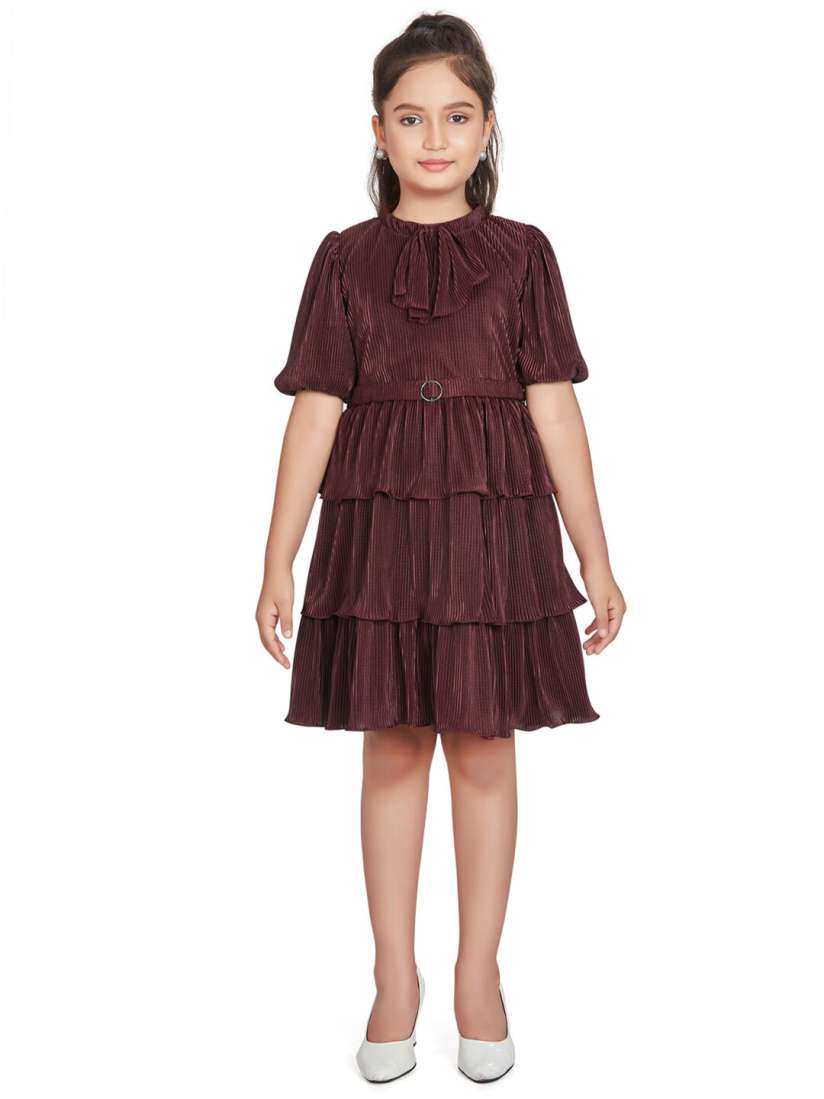 Buy Peppermint Round Neck Short Puff Sleeves Fit Flare Dress Dresses for Girls 27412490 Myntra