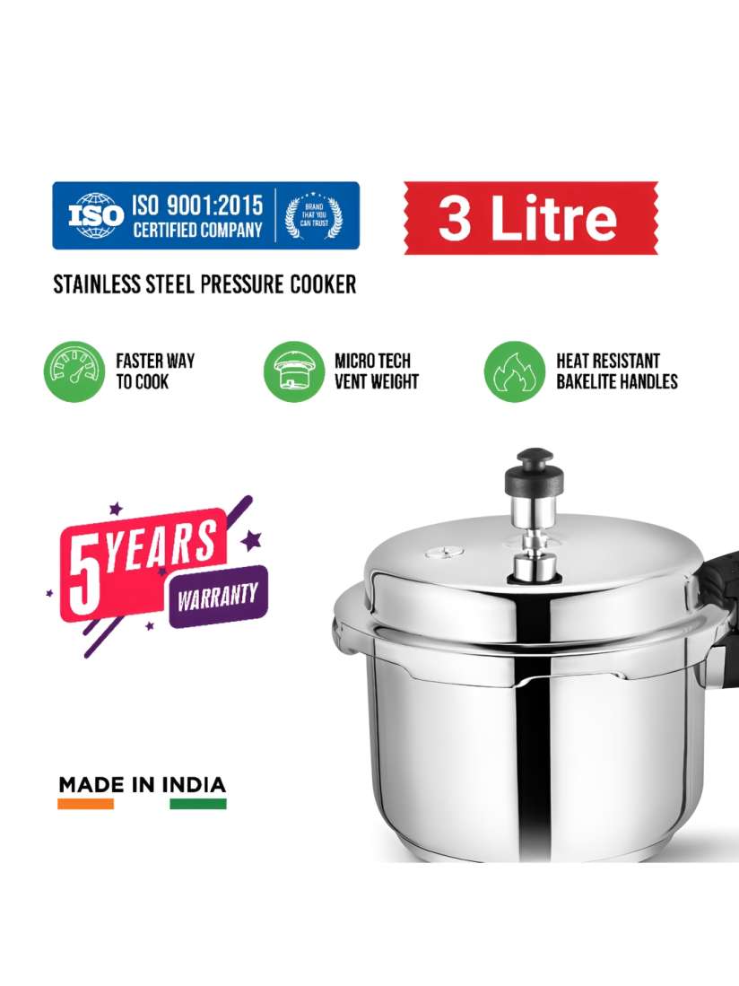 Buy Leo Natura Silver Toned Black Stainless Steel Induction Base Pressure Cooker 3 L Pressure Cooker for Unisex 27414084 Myntra