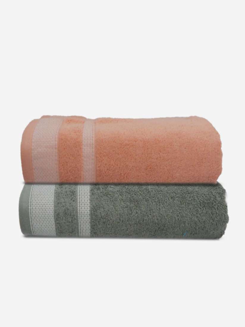 Buy Athom Living Grey Peach 2 Pieces Cotton Bath Towels Bath Towels for Unisex 27414238 Myntra