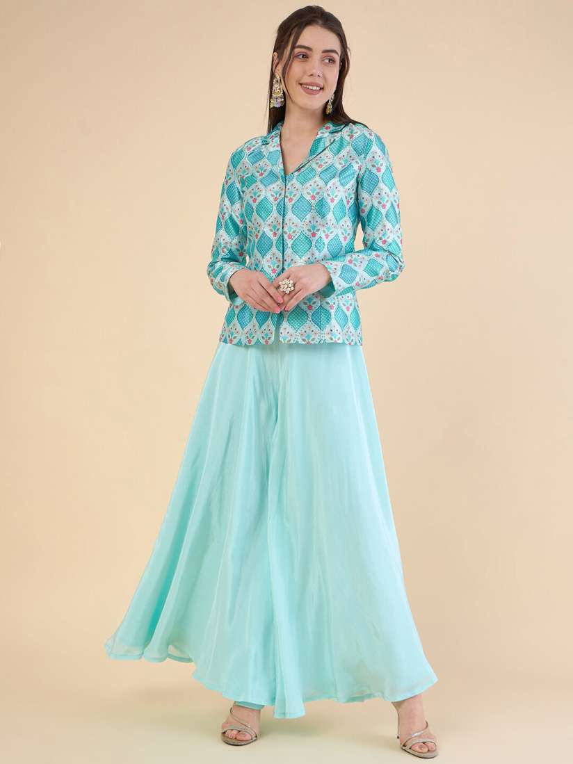 Buy ADORNIA Printed Ethnic Jacket With Palazzos Co Ords for Women 27418594 Myntra