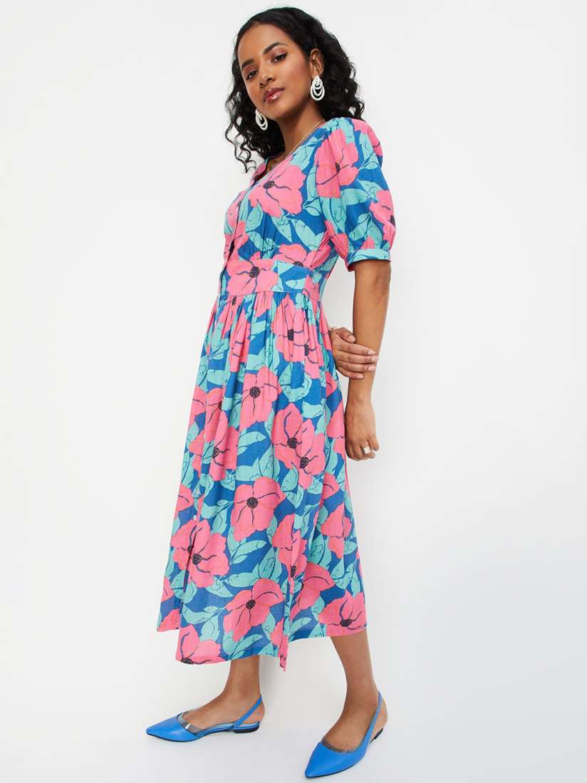 Buy max Floral Printed Fit Flare Midi Dress Dresses for Women 27420908 Myntra
