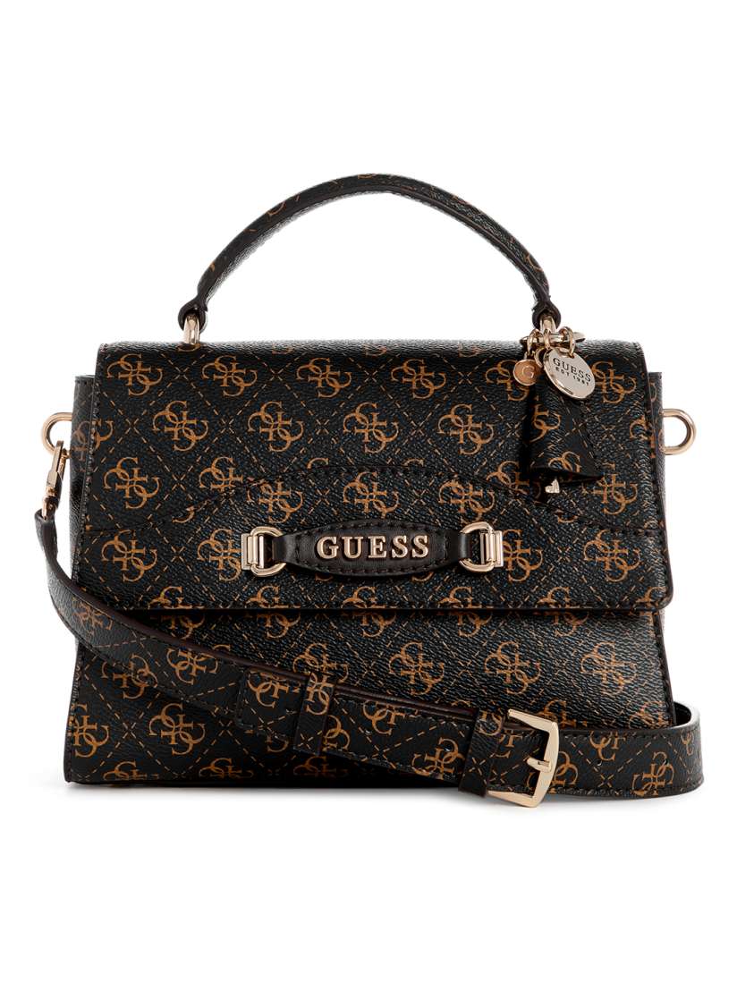 Buy GUESS Brand Logo Printed Structured Satchel Bag Handbags for Women 27431756 Myntra