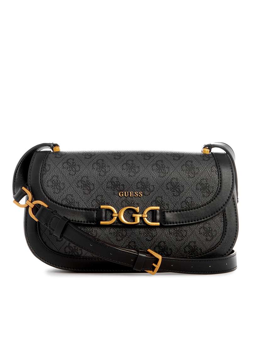 GUESS Brand Logo Printed Structured Sling Bag