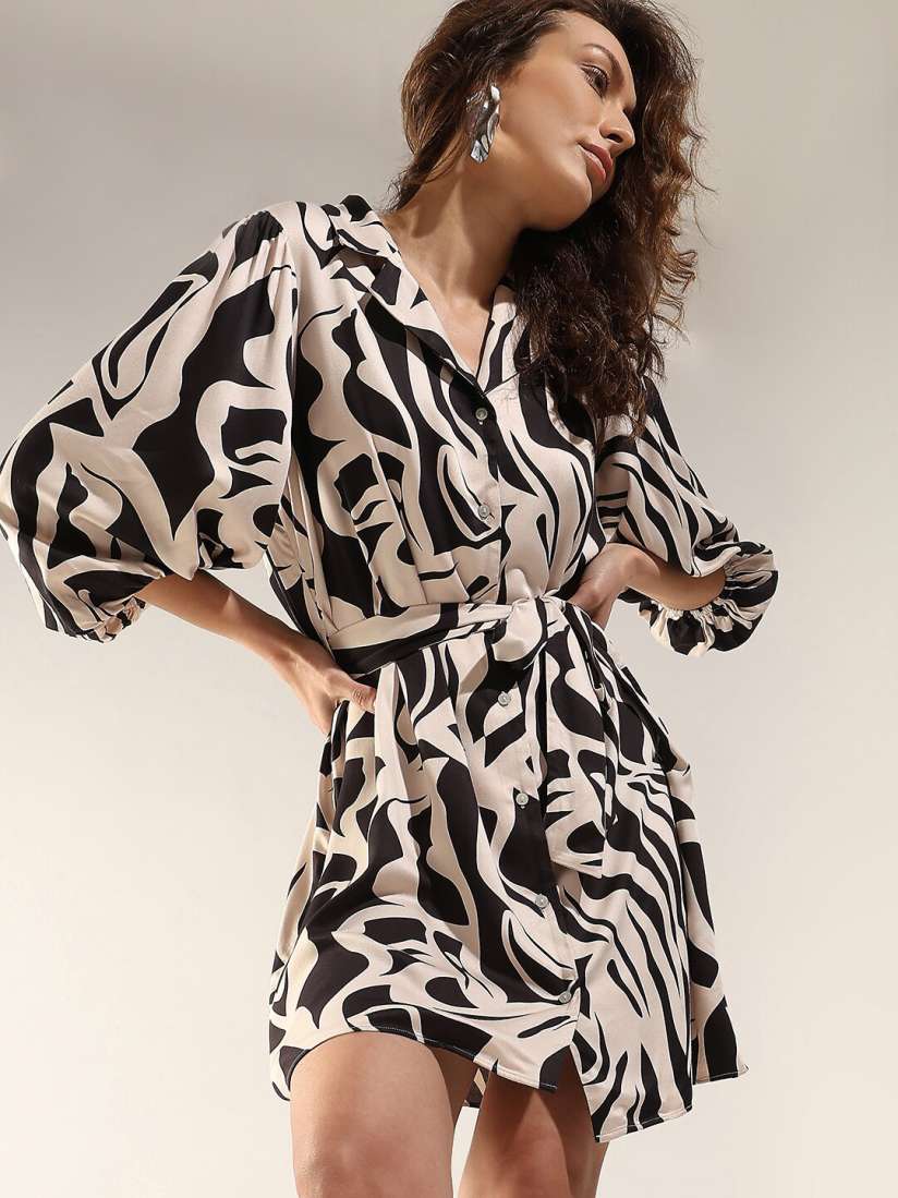 Buy Vero Moda Animal Printed Shirt Collar A Line Dress Dresses for Women 27436676 Myntra