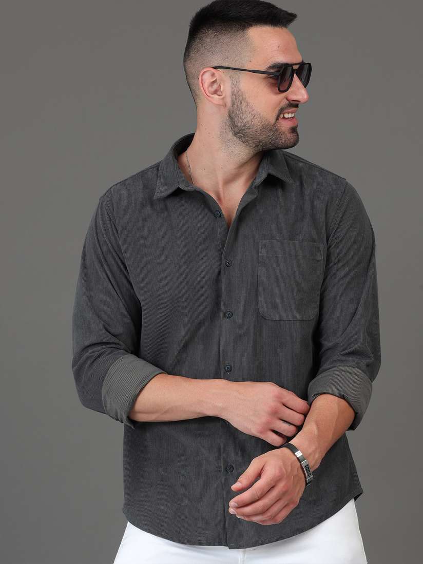 Buy HERE NOW Grey Slim Fit Textured Opaque Casual Shirt Shirts for Men 27449746 Myntra