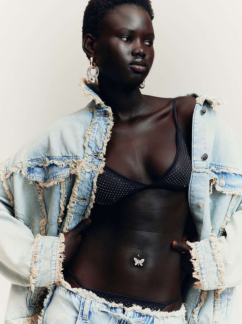 Buy H&M Pure Cotton Oversized Denim Jacket Jackets for Women