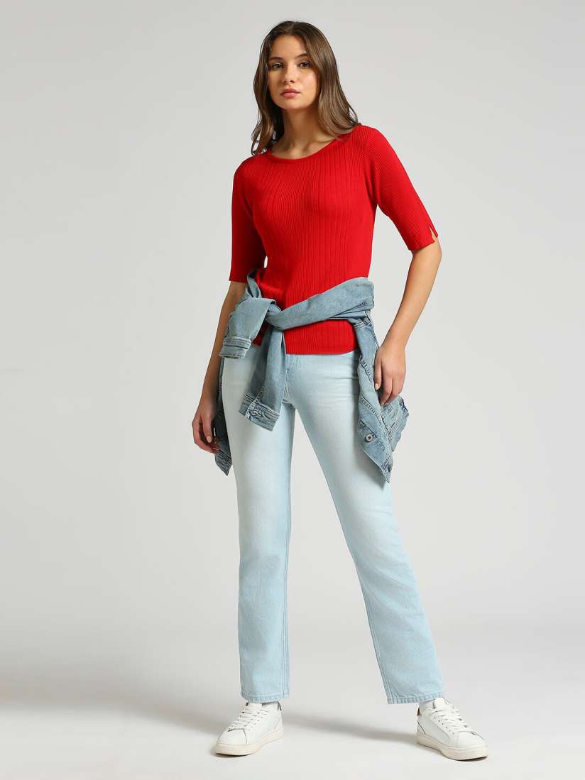 Buy Pepe Jeans Ribbed Round Neck Top Tops for Women 27470422 Myntra