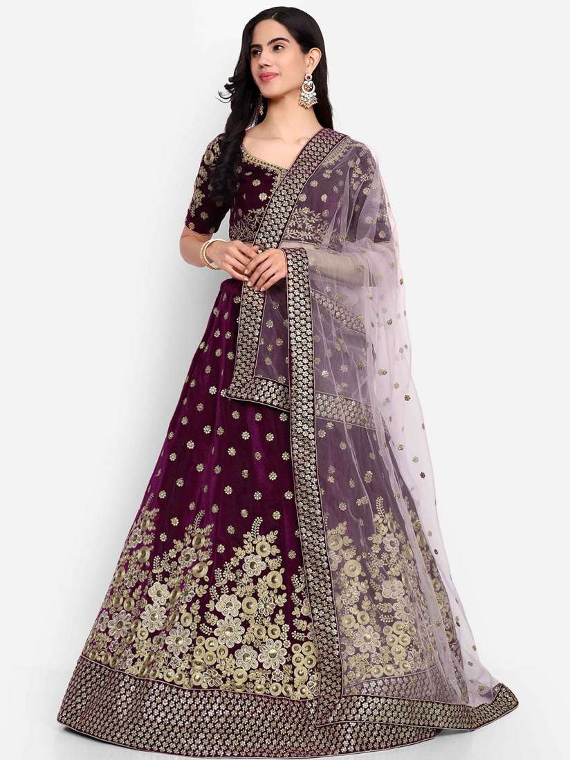 Buy Zeel Clothing Embroidered Zari Velvet Semi Stitched Lehenga Choli Lehenga Choli for Women 27479702 Myntra