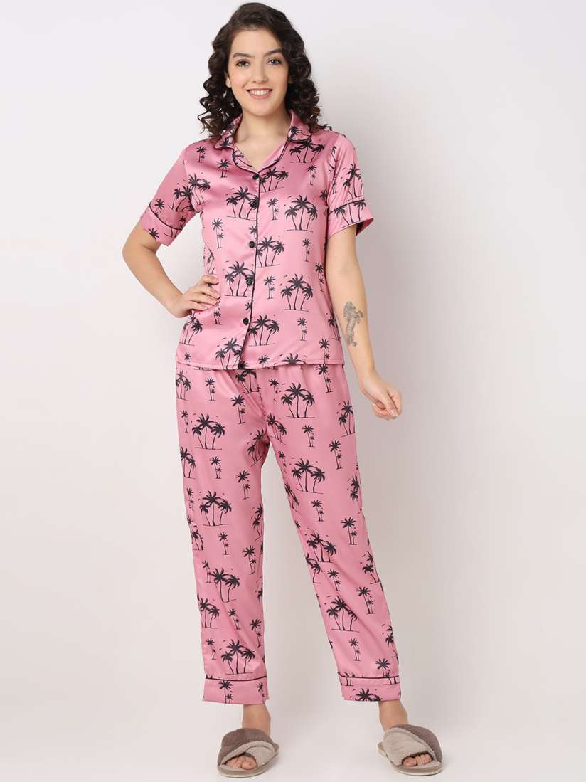 Buy Smarty Pants Conversational Printed Silk Satin Night Suit Night suits for Women 27497102 Myntra
