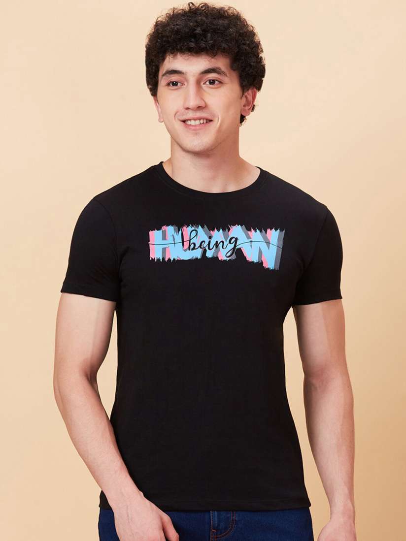 Buy Being Human Typography Printed Short Sleeves T shirt Tshirts for Men 27497738 Myntra