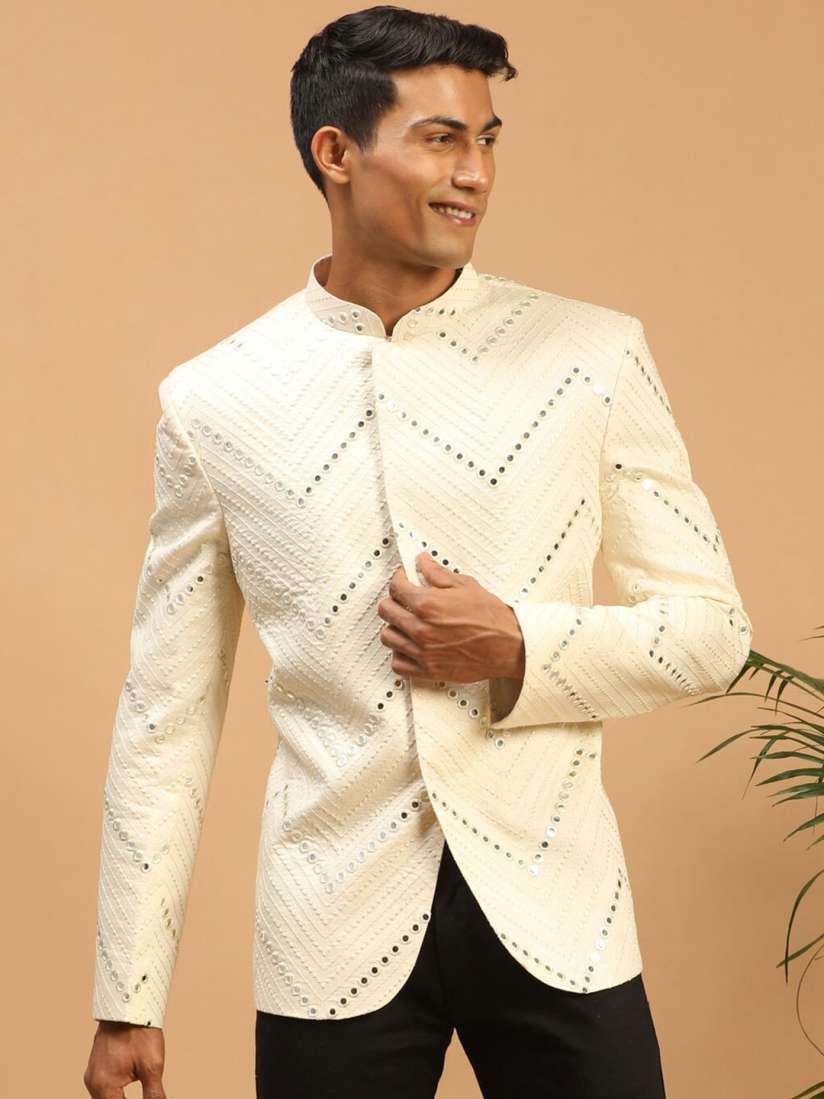Buy VASTRAMAY Mirror Work Embellished Slim Fit Jodhpuri Bandhgala Blazers for Men 27520292 Myntra