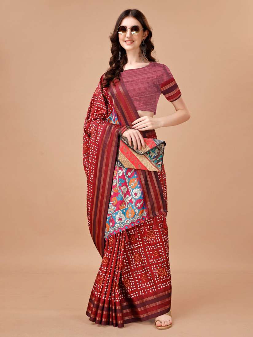 Buy JUST FASHION Bandhani Printed Zari Banarasi Saree Sarees for Women 27526534 Myntra