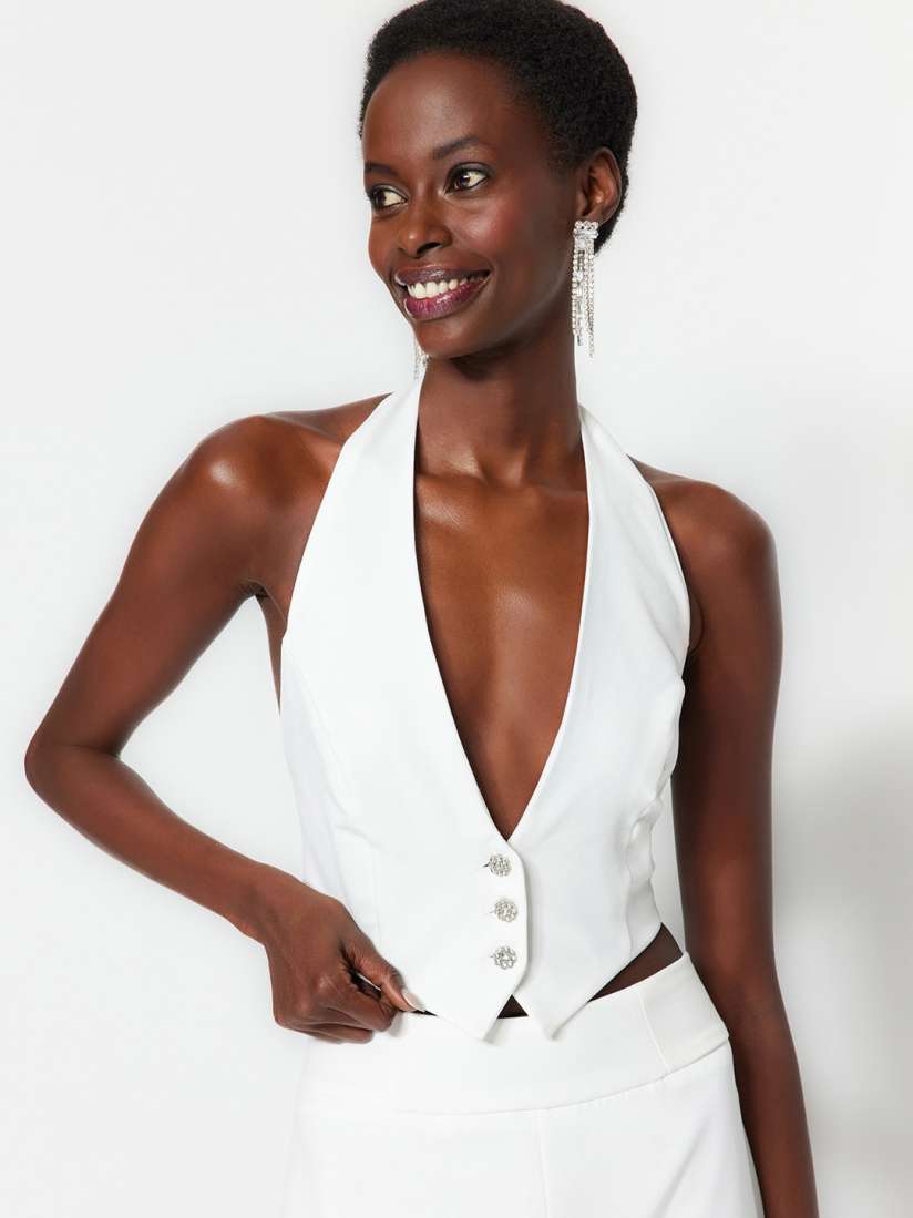 Ladies halter neck waistcoat sales