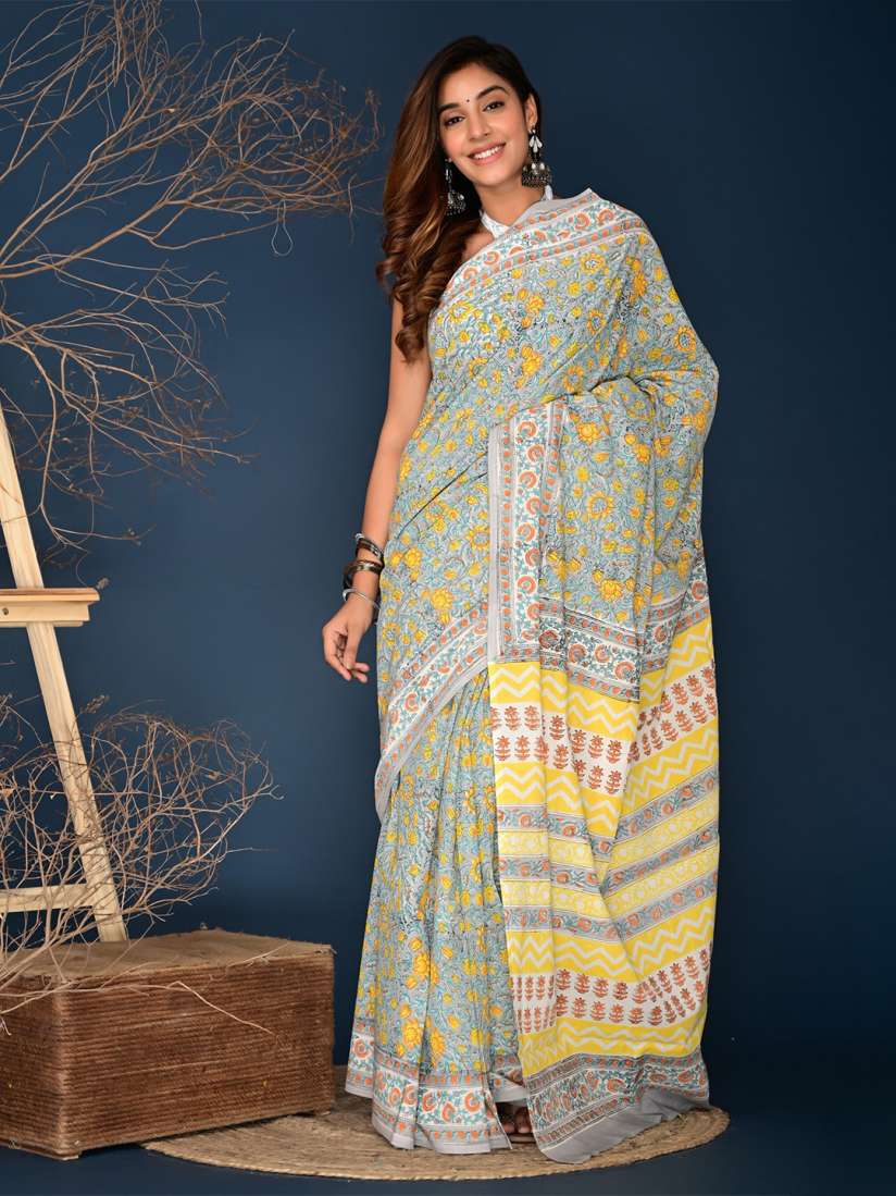 Buy KALINI Floral Printed Pure Cotton Saree Sarees for Women 27541490 Myntra